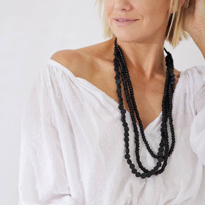 Nakoa The Label - Venta al por mayor Collares de cuentas/perlas - Collar Timber Bead - Kapalua - Negro