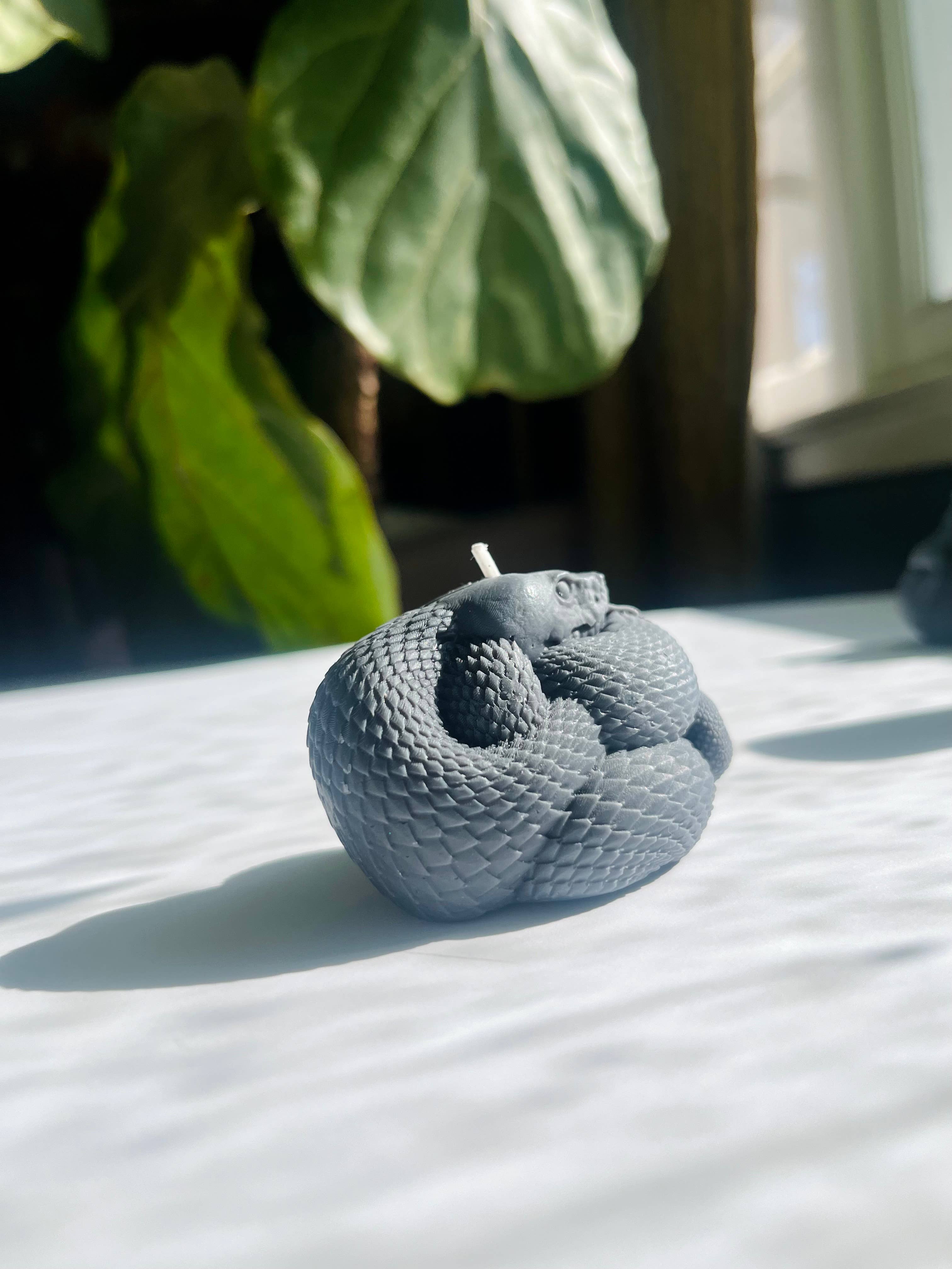 Beauty and the Moon - Wholesale Pillar Candle - Black Snake Candle | Witch Candle | Snake Art | Beeswax Soy 9