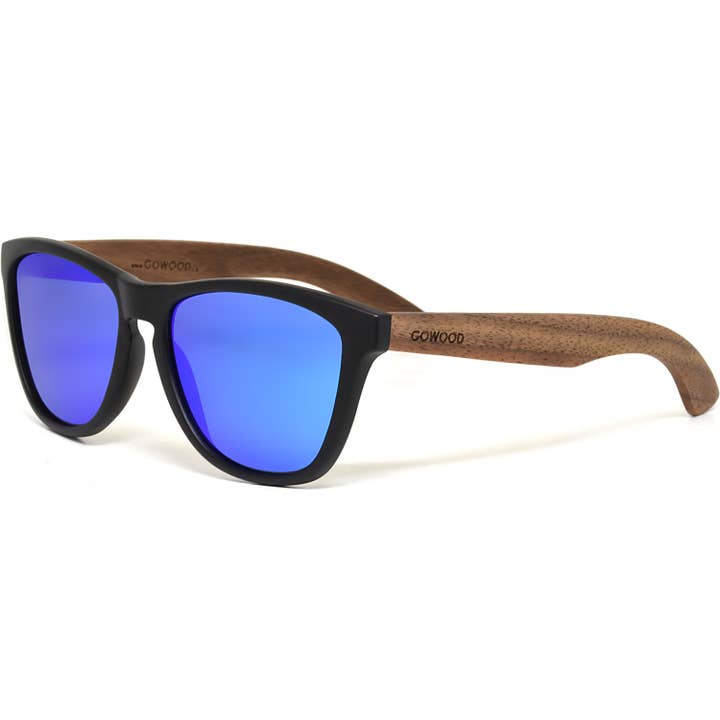 GOWOOD - Wholesale Sunglasses - Unisex - Classic Walnut Wood Sunglasses with Blue Polarized Lenses1