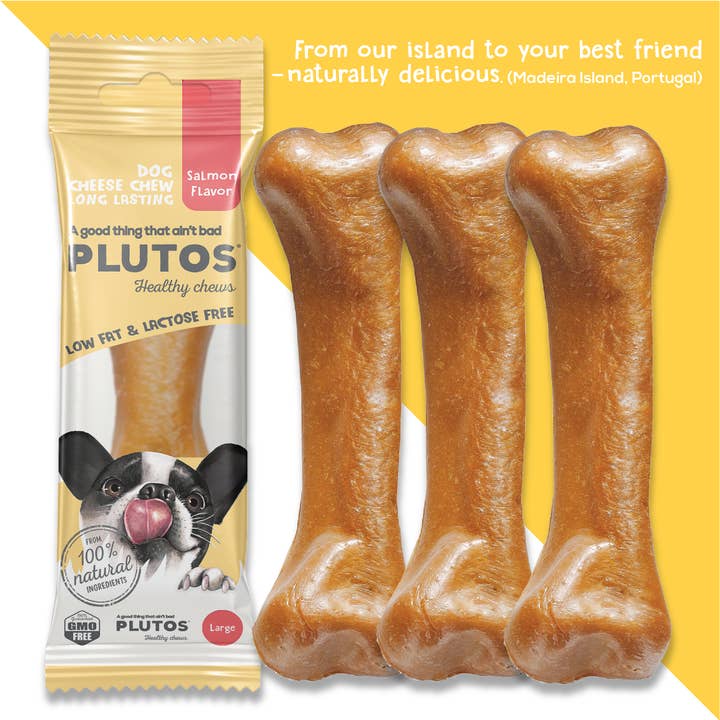PLUTOS CHEWS - Vendita all'ingrosso Snack - Cani - Bocconcini per cani Fromaggio & Salmone   Grandi (15)