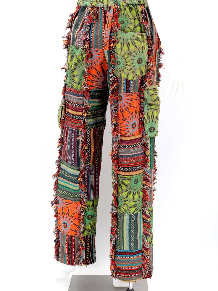 Himalaya Handmade - Wholesale Pants - Unisex - Cotton Hippie Handmade Harem Gheri Patchwork Fringe Bohemian Pants9