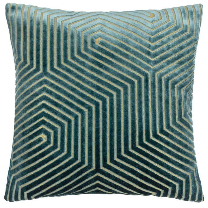 Evoke Cut Velvet Cushion Teal for wholesale by Riva Home
