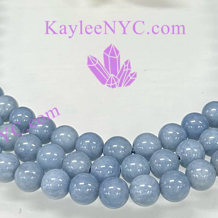 Natural Angelite beads 15.5” for wholesale by KayleeNYC