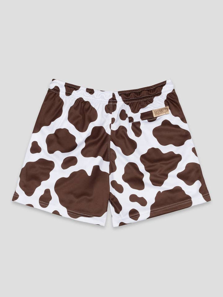 Baseballism - Wholesale Shorts - Men's - Moo Milk Cow Print Diamond Air Mesh Shorts - Brown1