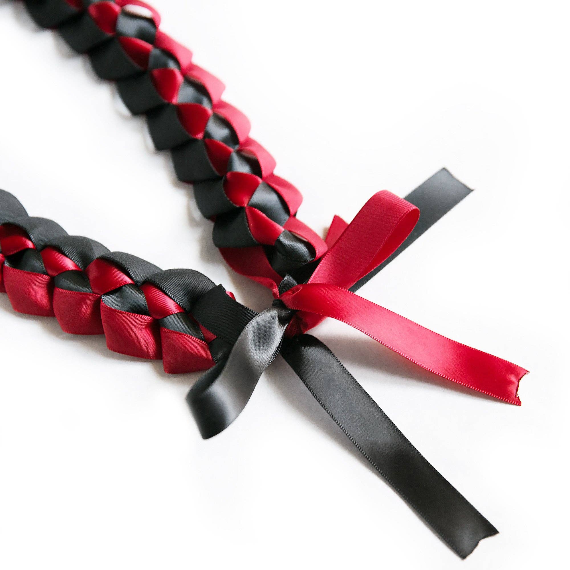A Tangible Thought - Wholesale Woven Necklace - Ribbon Lei - Black & Red1