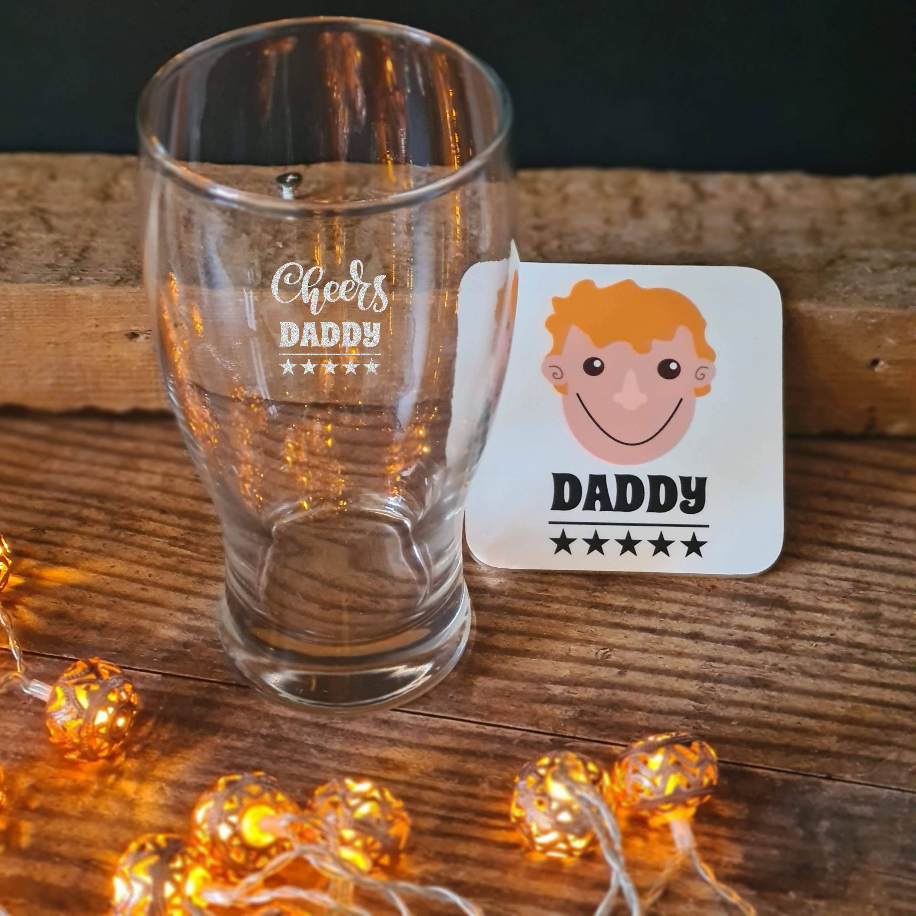 Afewhometruths – wholesale Beer glass/mug – Personalised Pint Glass And Coaster Set For Dad1