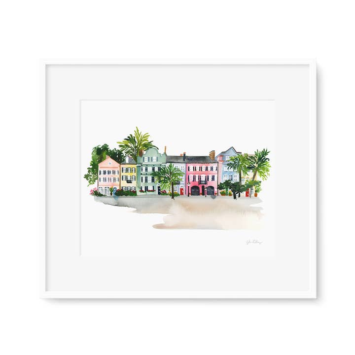 Charleston Rainbow Row Kunsttryk for engroshandel hos Yao Cheng Design
