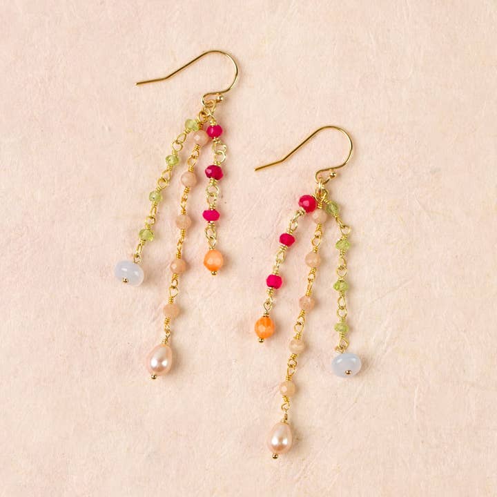 Anne Vaughan Designs Jewelry - Wholesale Dangle Earrings - Splendor Pearl, Fuchsia Jade, Peridot Dangle Earrings
