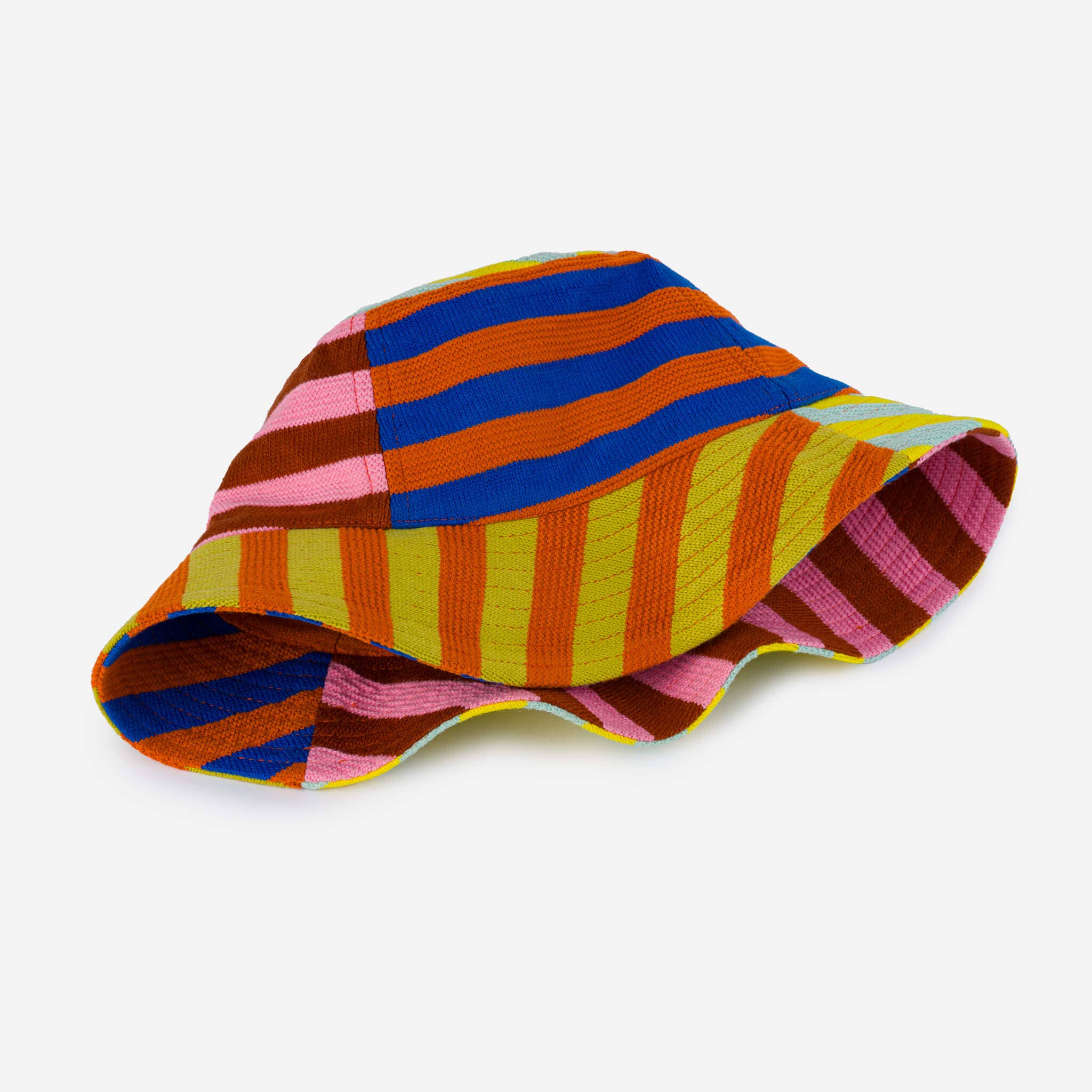 Peach Cobalt Super Stripe Bucket Hat for wholesale on Faire6
