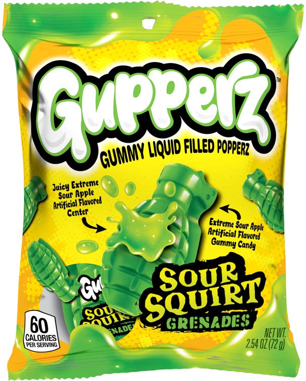 Grandpa Joe's Candy Shop - Wholesale Gummy - Gupperz Sour Squirt Grenade 2.54oz, 12ct
