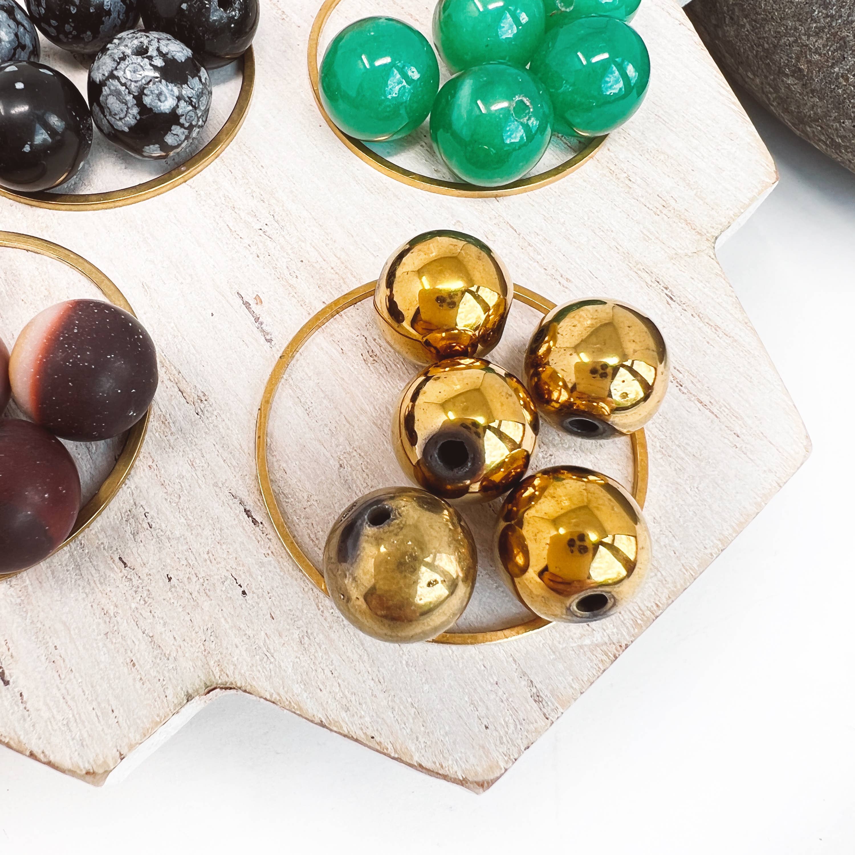 Permanent Baggage - Wholesale Dangle Earrings - Small Brass Post Earring With Hoop & Semi-Precious Stones4