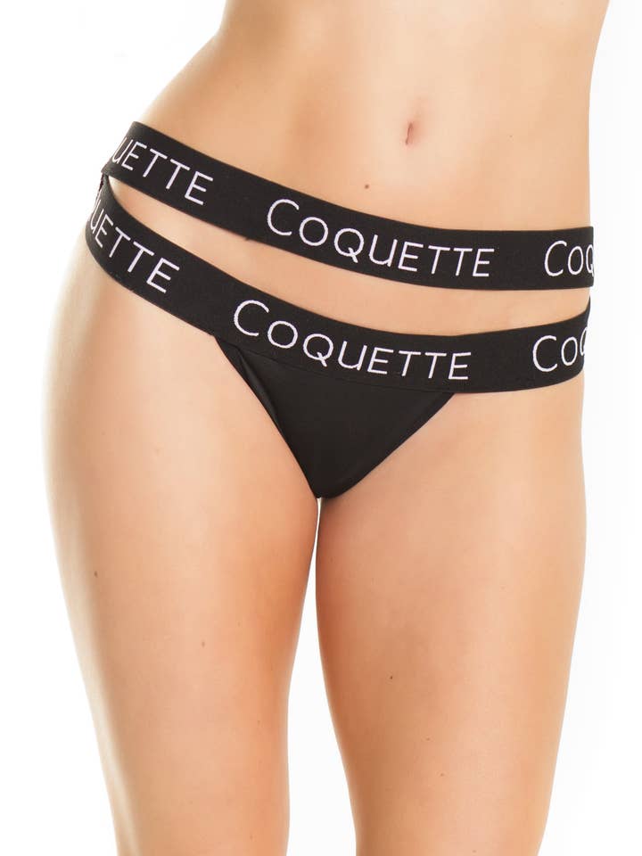 7214 Black Logoed Panty by COQUETTE for wholesale by Grey Trade