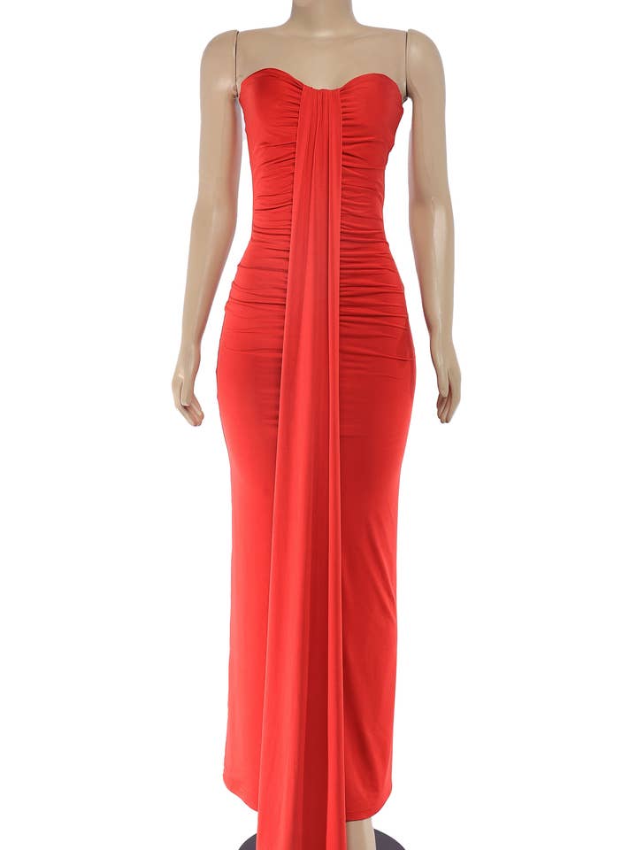 Drape down detailed tube maxi dress for wholesale by K Too