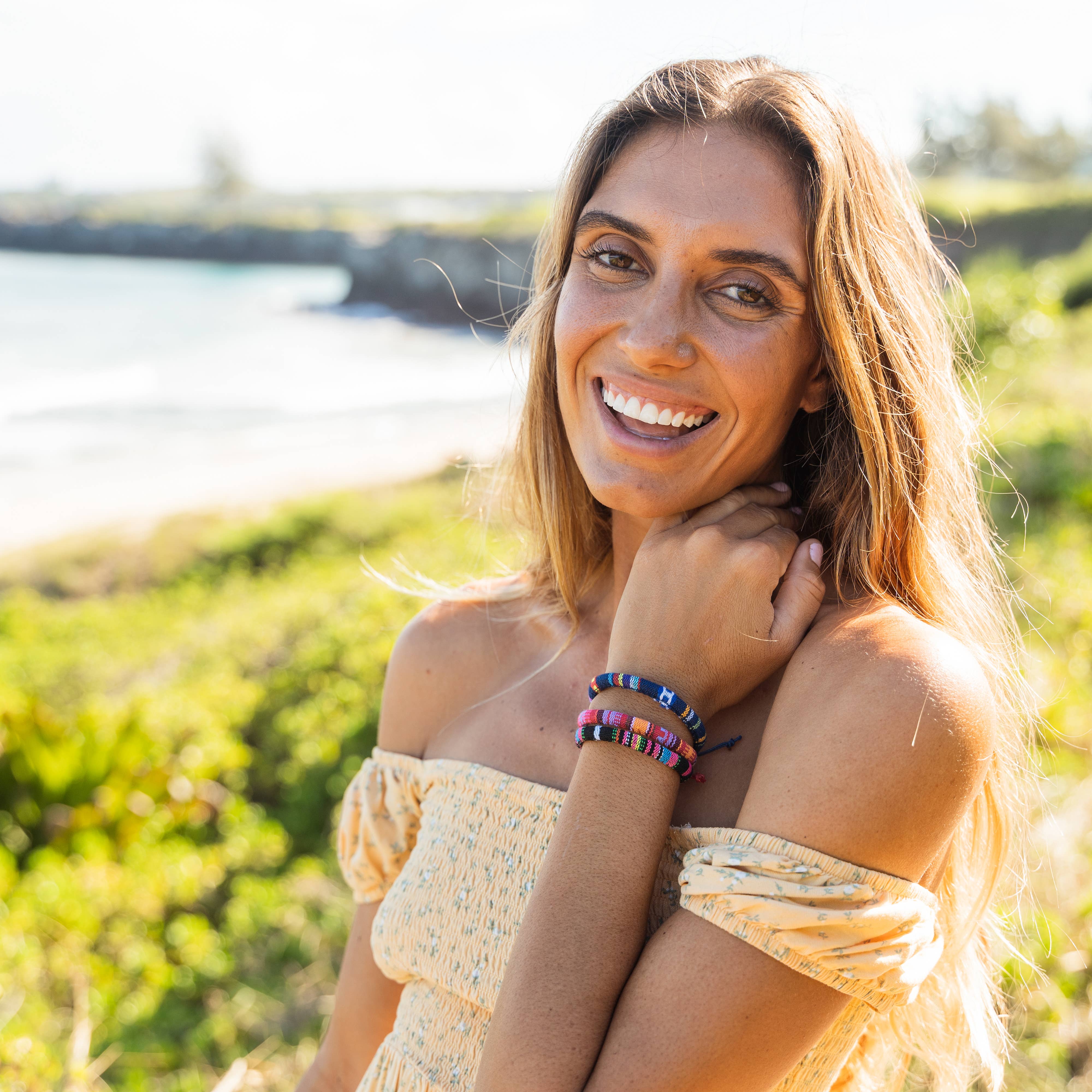 Natalia - Wholesale Jewelry Set - Adjustable Round Woven Boho Rope Bracelets- SET 128