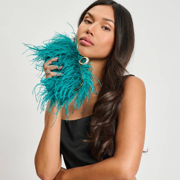 Moda Luxe - Wholesale Clutch Bag - Women's - Harlow Feather Evening Bag