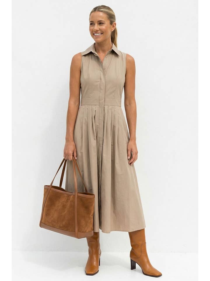 Vestido Camiseiro Midi Sem Mangas por atacado de Naked Zebra