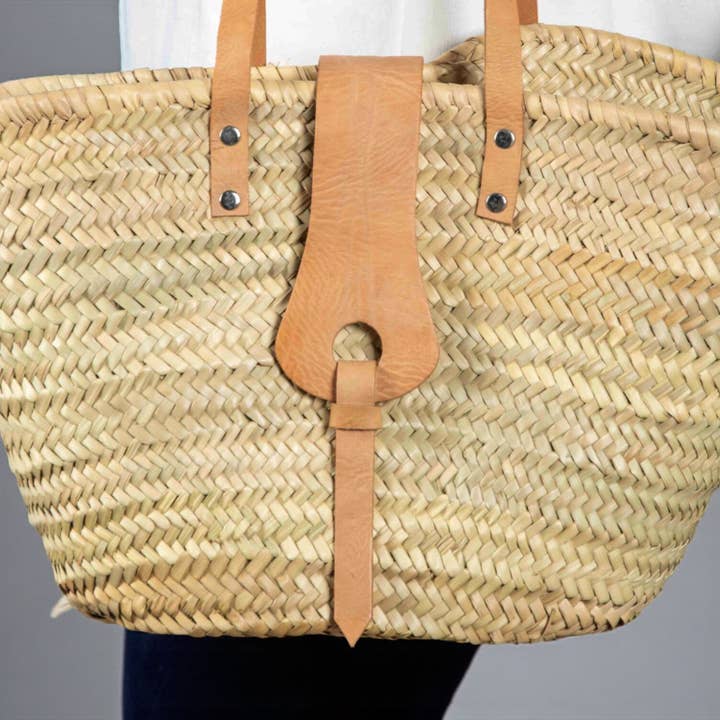 MIRAMAR Store - Wholesale Beach Bag - Handmade Moroccan Shoulder Basket with Leather Closure2