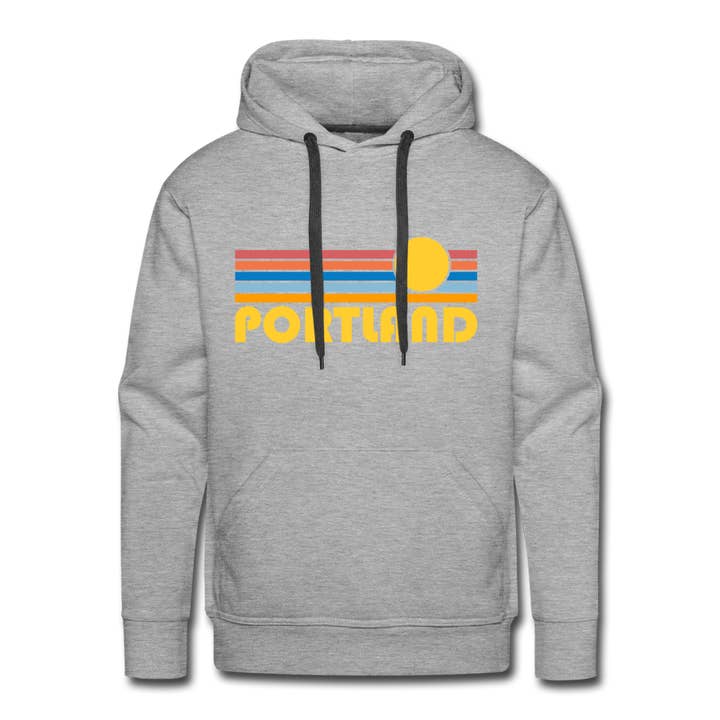 Hey Mountains - Wholesale Hoodie - Men's - Premium Portland, Oregon Hoodie - Retro Sun Portland