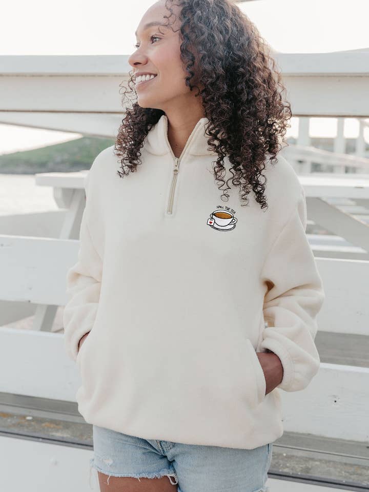 Morning Club Clothing - Wholesale Fleece - Women's - Spill The Tea Recycled Polyester Quarter Zip Fleece