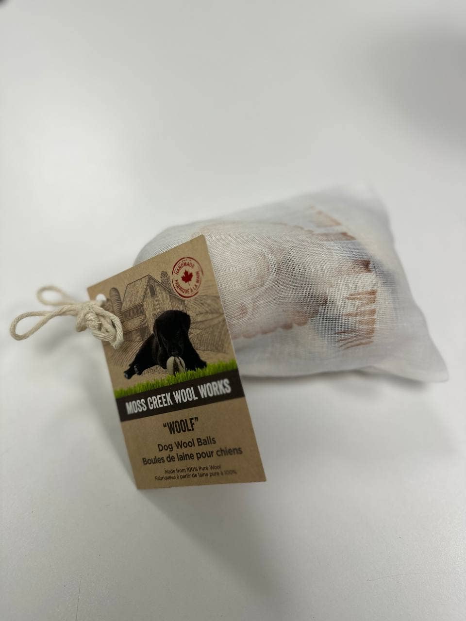 Moss Creek Wool Works | Wool Dryer Balls - Wholesale Pet Fetch Ball - Dog - "Woolf" Wool Ball for Dogs | Set of 2 | Natural Fetch Toy3