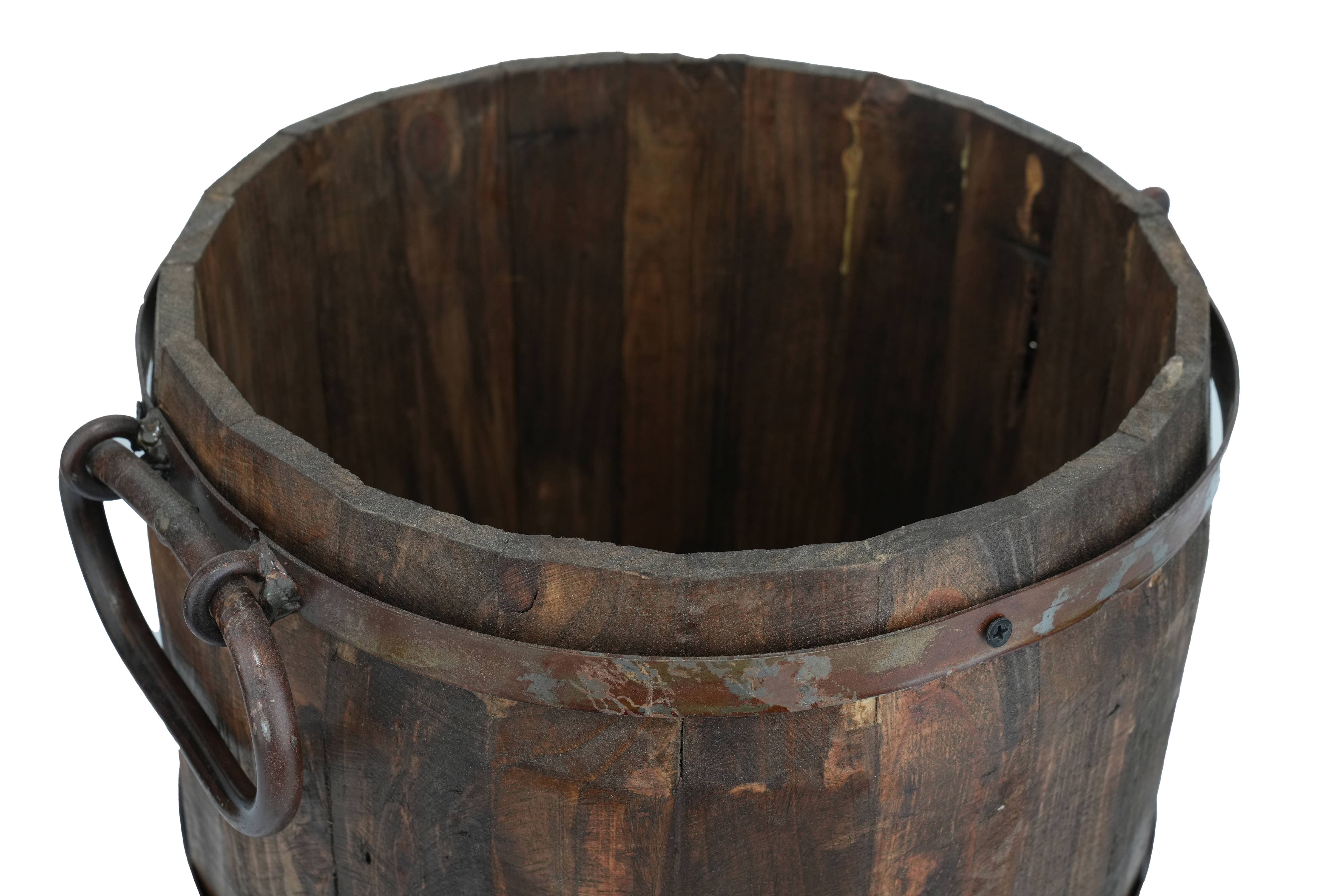 My Amigos Imports - Wholesale Bucket/Pail - Rustic Trim Bucket-15W x 18H inches-Large-Farmhouse-Waxed4
