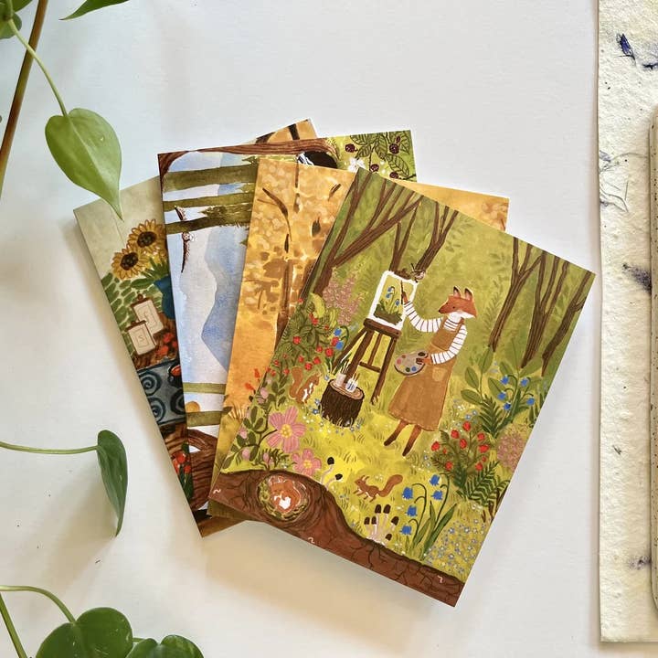 Forest Friends in Summer Notecard Set for wholesale by Randi Lynn Reed Illustration