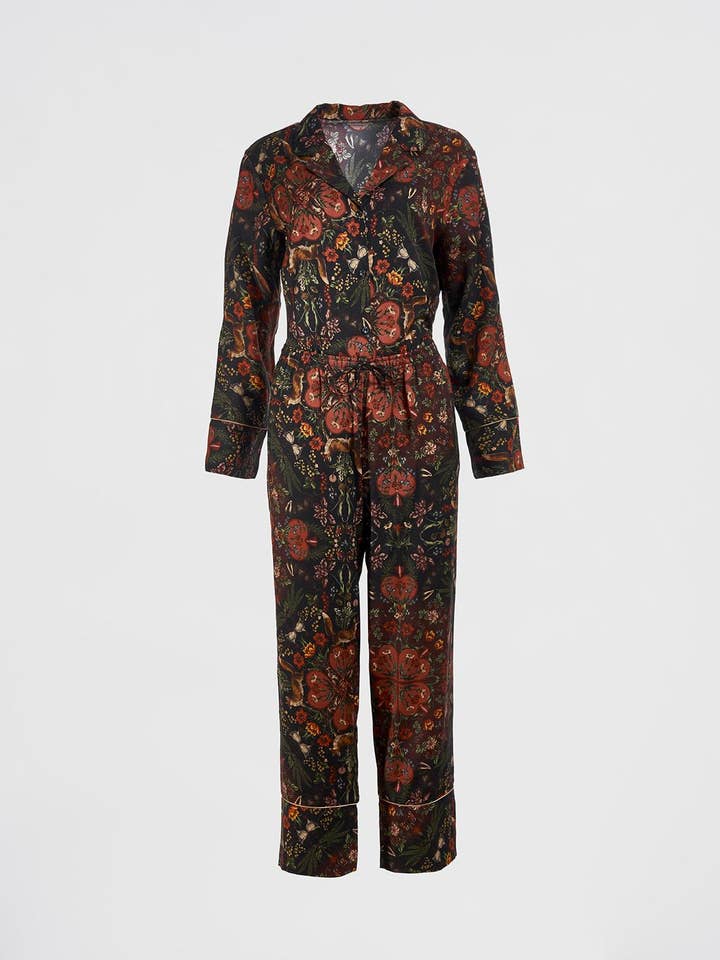 Fable England - Wholesale Sleepwear Set - Women's - FABLE Folksy Fox Pyjamas Black