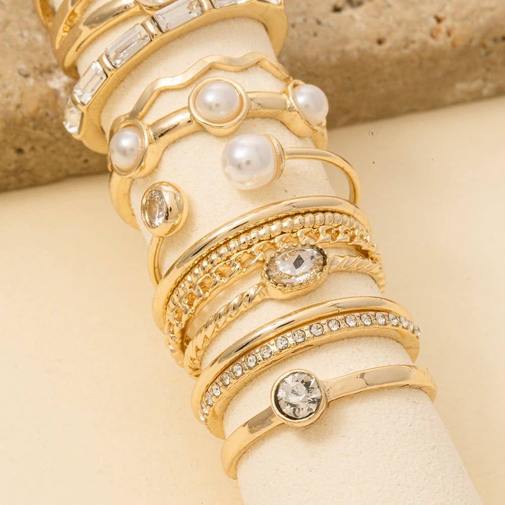 GDCRM Assorted Twelve Piece Pearl Ring Set for wholesale on Faire1