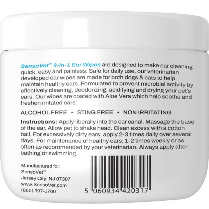 SensoVet - Wholesale Pet Grooming Aid - Dog - Antimicrobial Ear Wipes for Dogs & Cats - 100 Wipes7