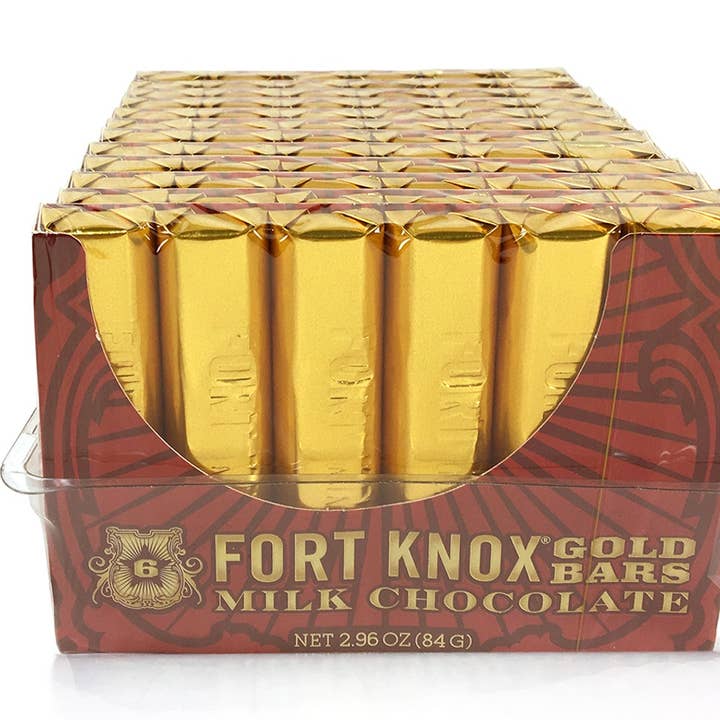Fort Knox Mini Guldstänger MJÖLK Choklad 84 g 12 st för wholesale av Long Island Candy Factory