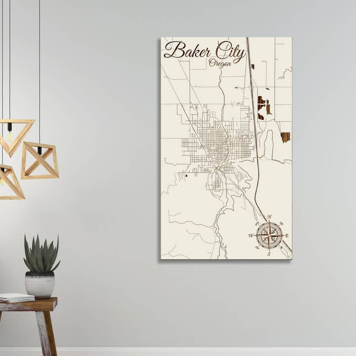 Oregon: Baker City Street Map for wholesale by Fire & Pine