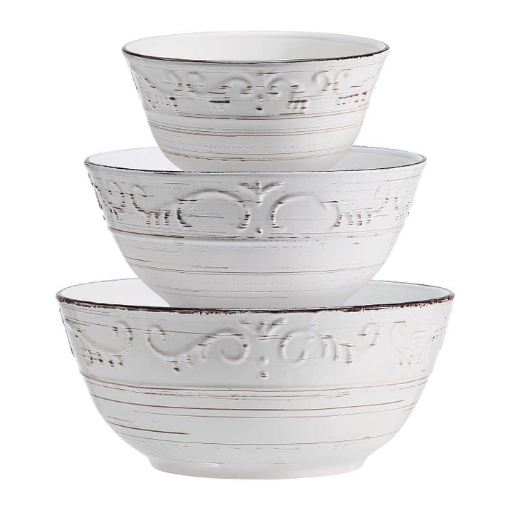 Fitz and Floyd® Mikasa® Pfaltzgraff® - Wholesale Serve Bowl - Pfaltzgraff Trellis White Serving Bowl S3 Brown Bx Pkg