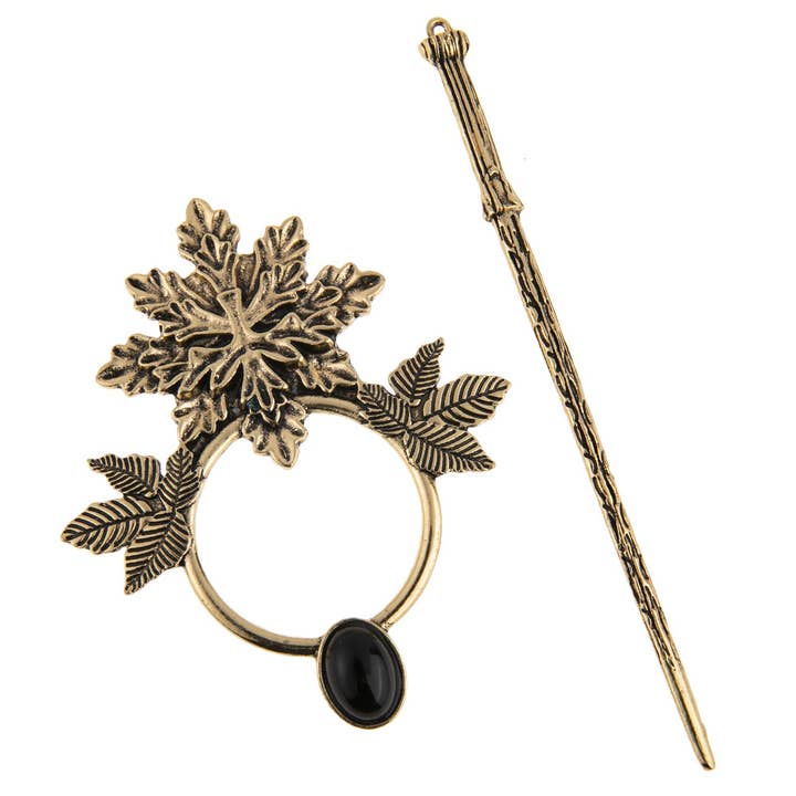 Tourtiwi - Wholesale Hair pin - Vintage Metal Leaf Gem Accent Hair Stick1