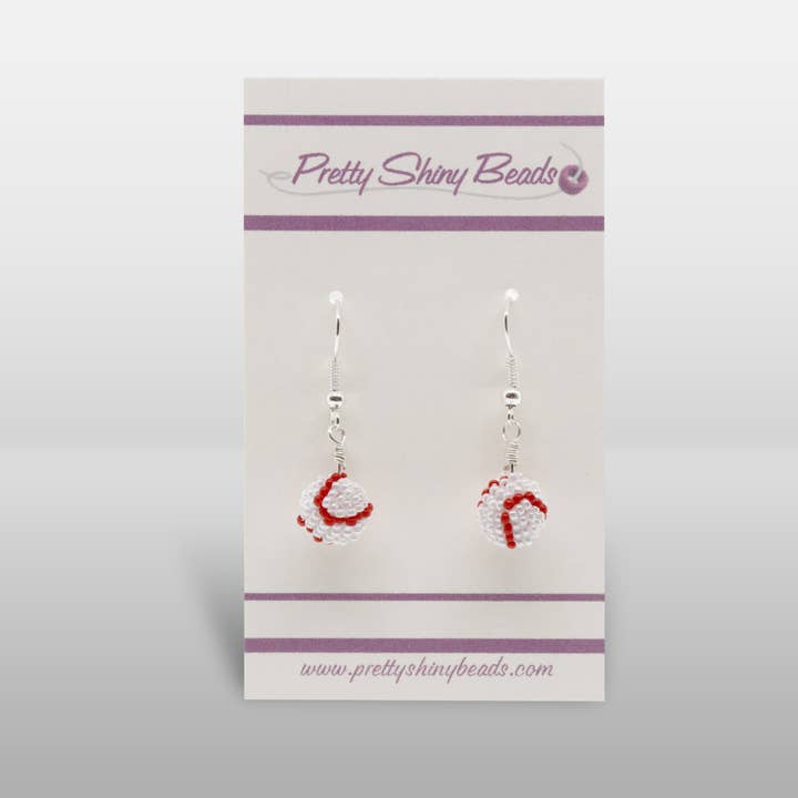 Pretty Shiny Beads - Wholesale Dangle Earrings - 3D Beaded Baseball Earrings3