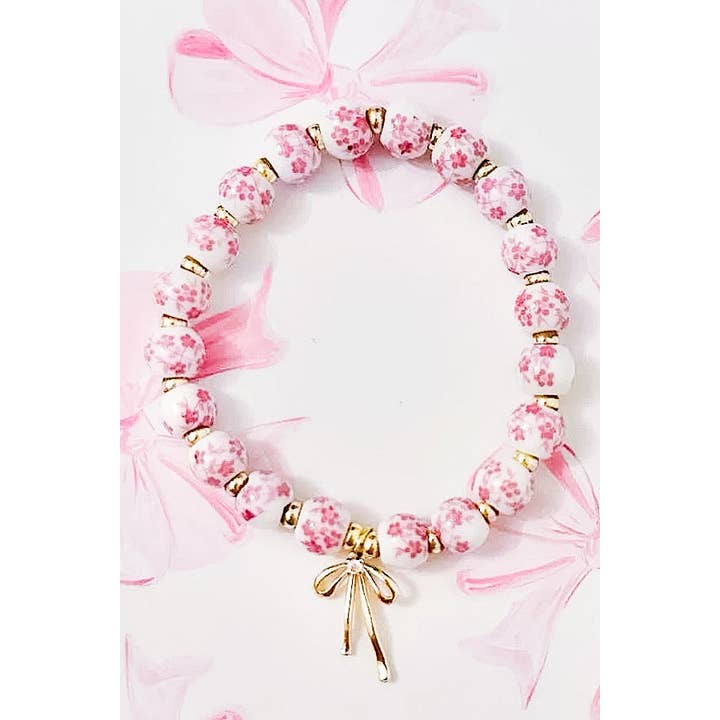 Nash Grey - Wholesale Beaded Bracelet - Jen Floral Bow Beaded Bracelets