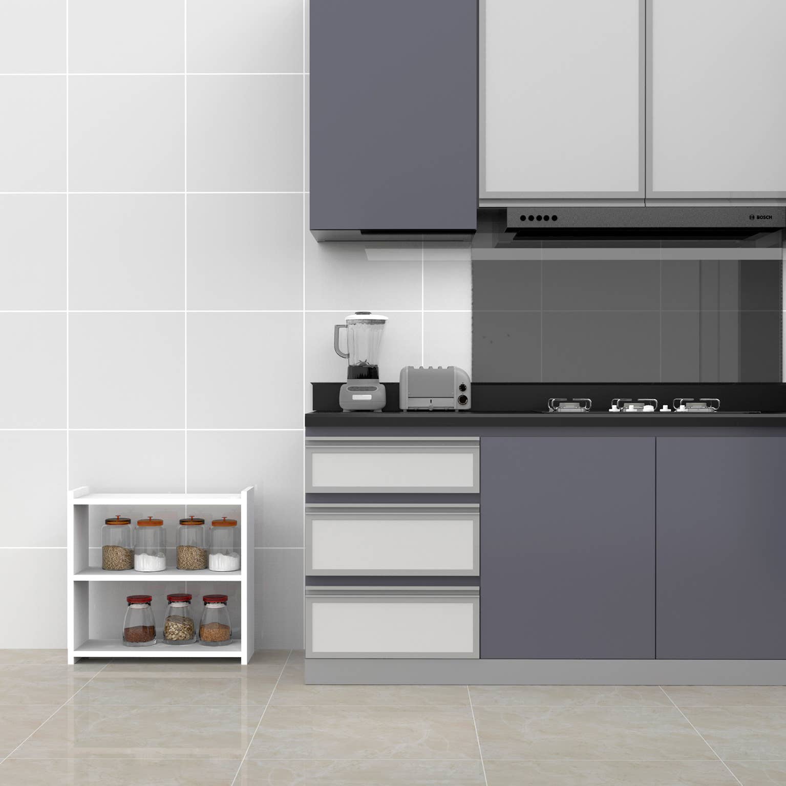 Kodu - Wholesale Bookcase - Alayor Shelf, Made of MDF Wood, In White Color2