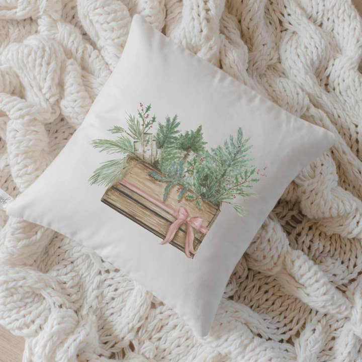 Verts dans une caisse aquarelle coussin pour la vente par DWELL Home Shoppe