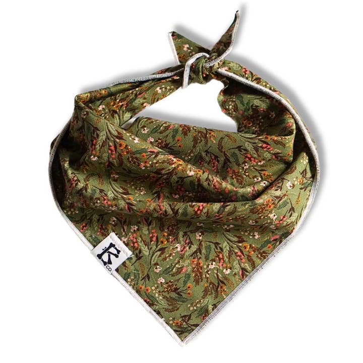 Boneyard Co. - Wholesale Pet Bandana - Dog - "Wildflower" Green Spring Floral Dog Bandana