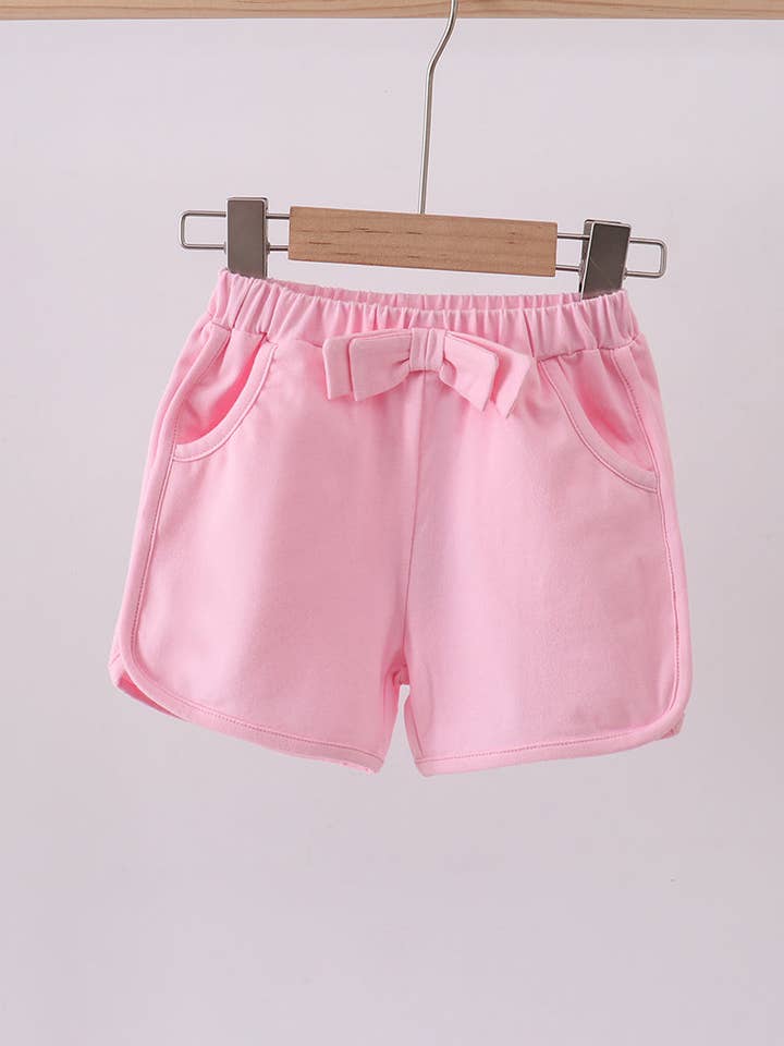 Short en satin Premium Blush avec nœud pour la vente par Aspen Rain Boutique