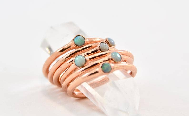 Daddy Daughter Jewelry – Anel de pedra única/solitário por atacado – Anel de opala | Anel de opala delicado | Pedra crua de opala | Anel mínimo5