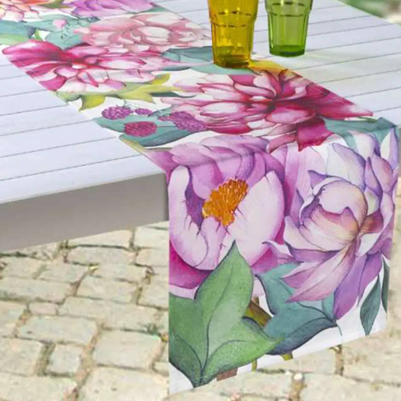 The Napking - Wholesale Table Runner - Cotton Satin Runner "Peonia" 100% Made in Italy1