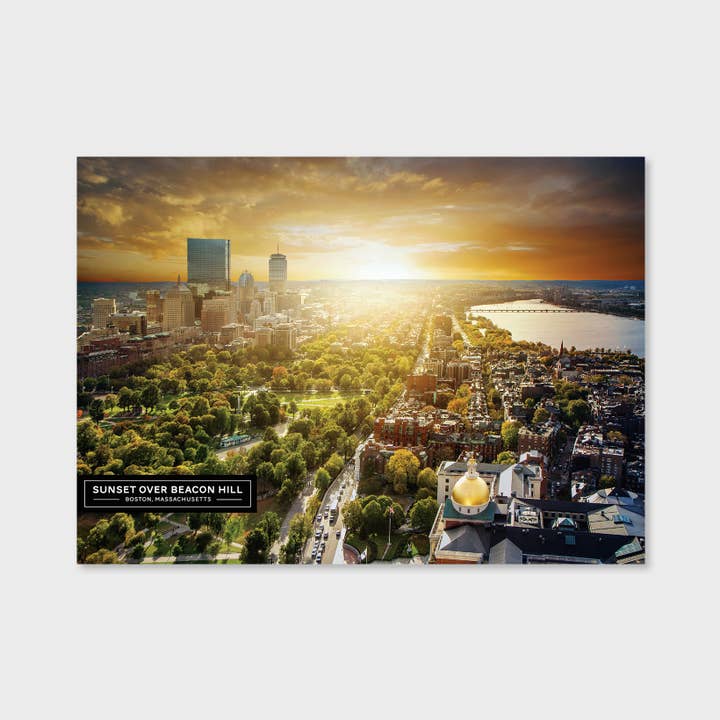 Cartolina di Boston - Tramonto su Beacon Hill - 50 pz. per la vendita all'ingrosso da parte di Blu Ink Press, Inc.