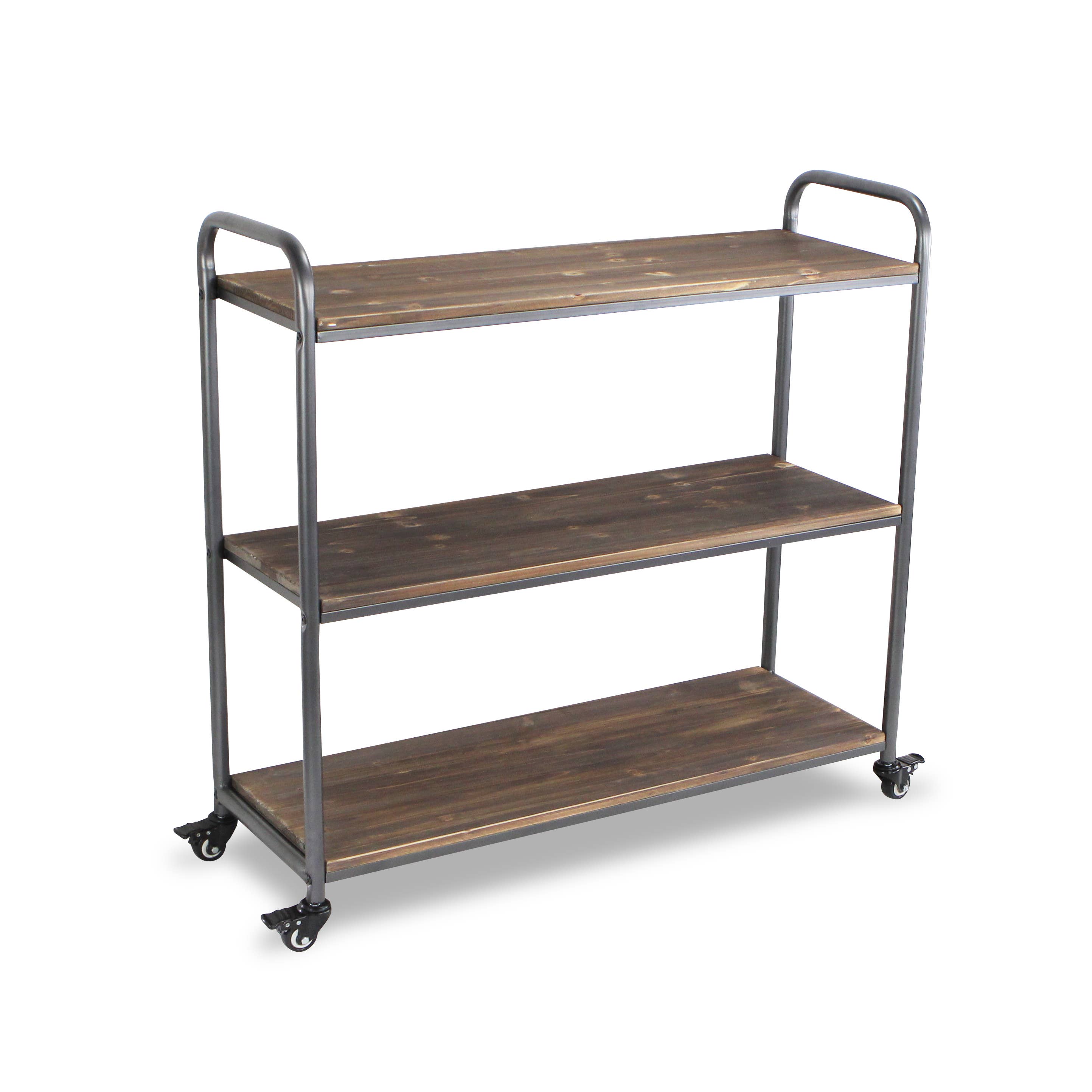 Cheungs Home Decor - Wholesale Free Standing Shelf - Lysan Tiered Wood Top Metal Frame Cart6