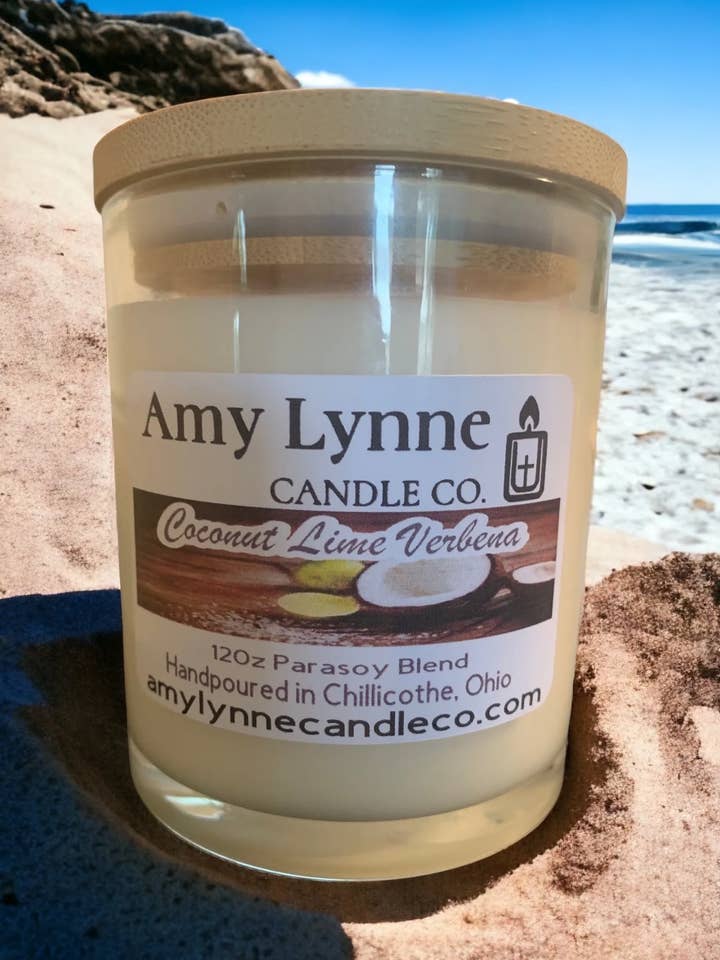 Bougie à la noix de coco et à la verveine 12 oz pour la vente par Amy Lynne Candle Company