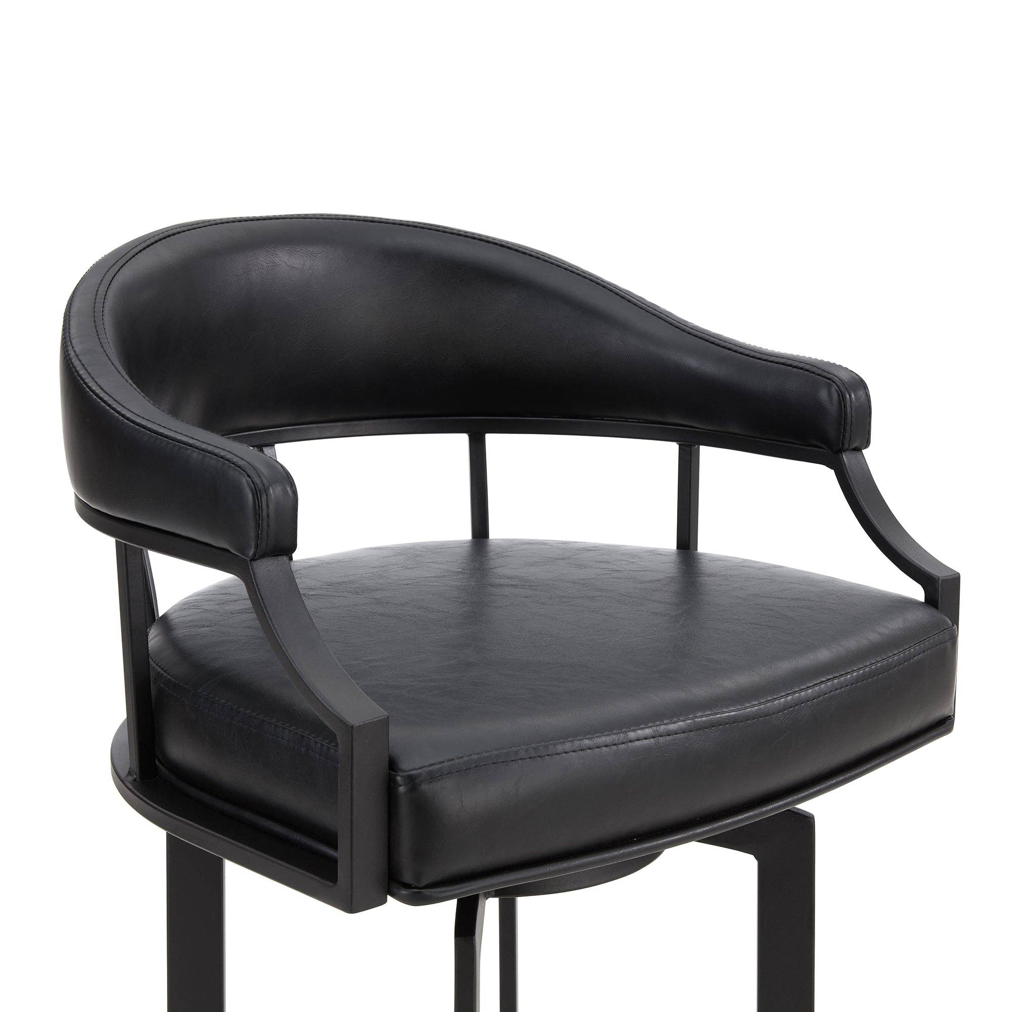 Armen Living - Wholesale Stool - Edy Modern Faux Leather and Metal Swivel Barstool12