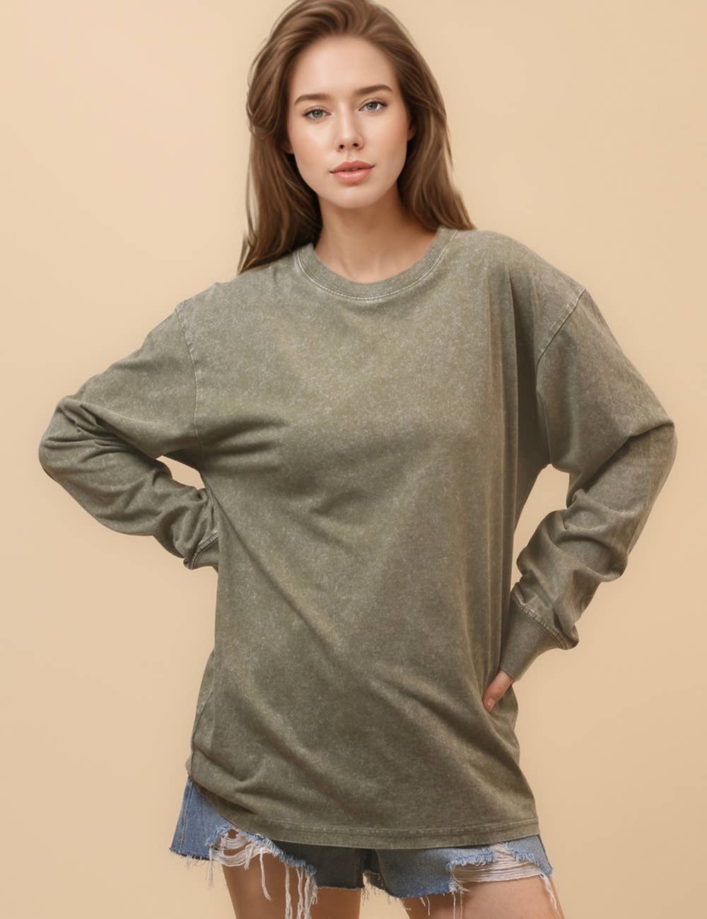 Sweetkama – wholesale Sweatshirt – Women's – Ladies Solid Color Crew Neck Sweatshirt SKT465210