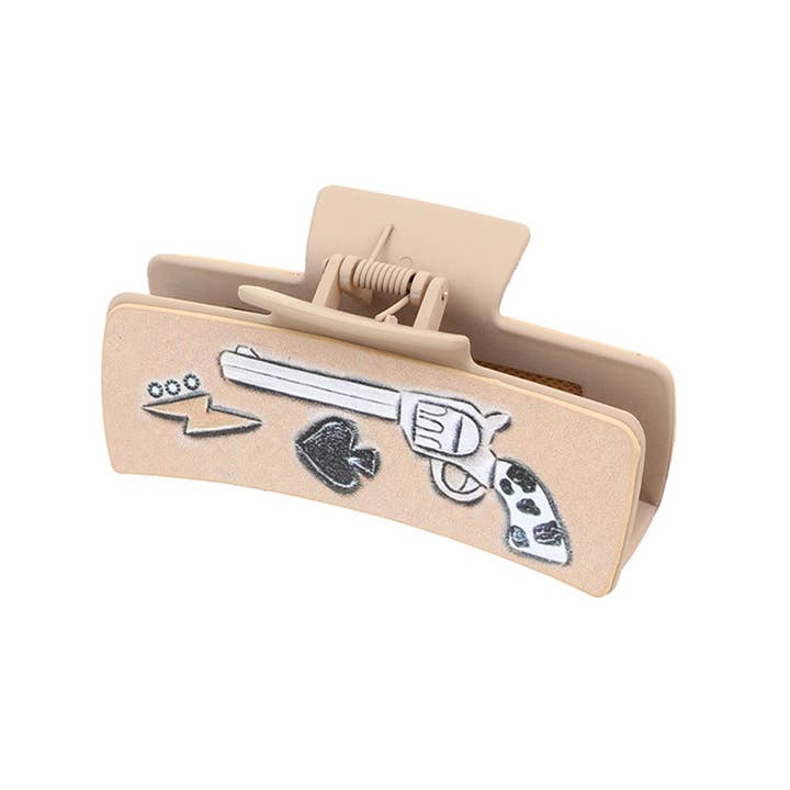 ACCITY - Wholesale Hair Clip - Women's - WESTERN CACTUS SUNFLOWER LEATHER HAIR CLAW CLIPS_CWASC1611