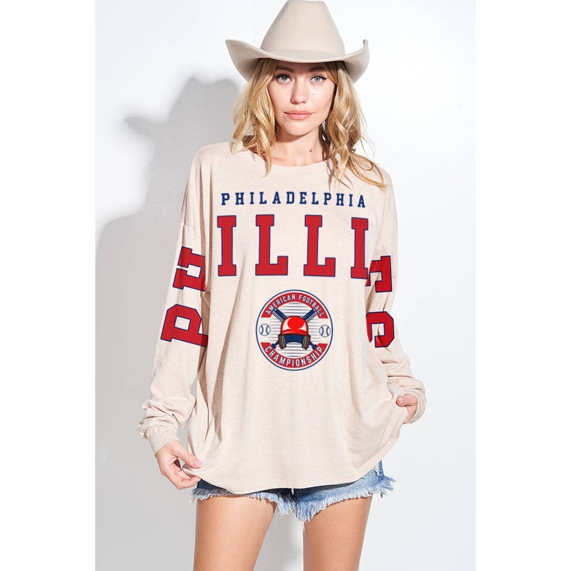 Phil Love - Wholesale Graphic Sweatshirt - Women's - Phillies baseball print oversized Sweatshirt 9