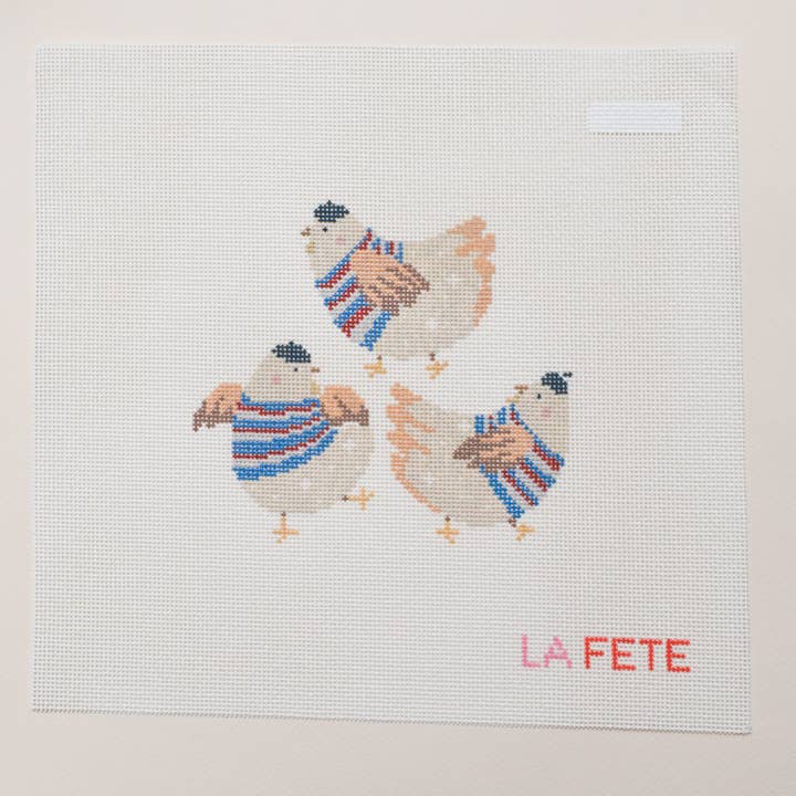 12 Days Of Christmas - Three French Hens for wholesale by La Fete Needlepoint