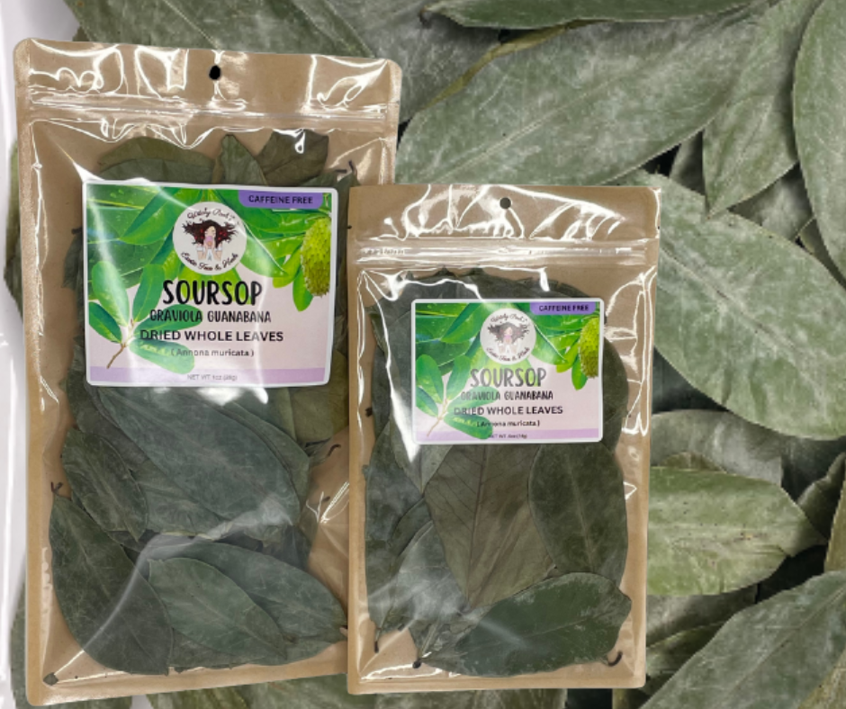 Witchy Pooh's Exotic Teas & Herbs – Chá solto por atacado – Chá de folha inteira de graviola Witchy Pooh's - sem cafeína6